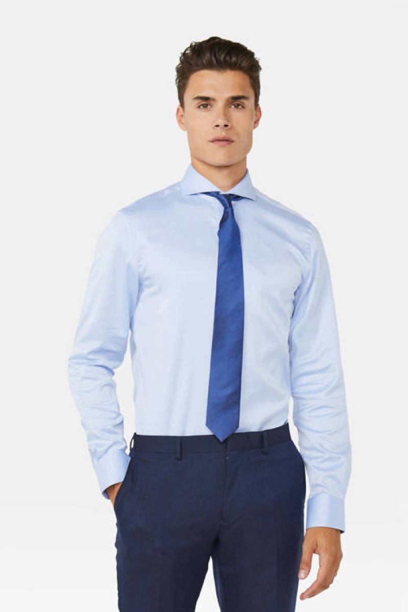 WE Fashion slim fit overhemd lichtblauw