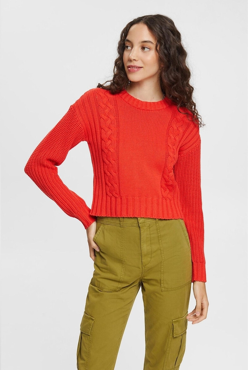 Esprit Trui in grof tricot met ronde hals