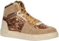 Pinocchio P1665 leren sneakers met glitters bruin/multi