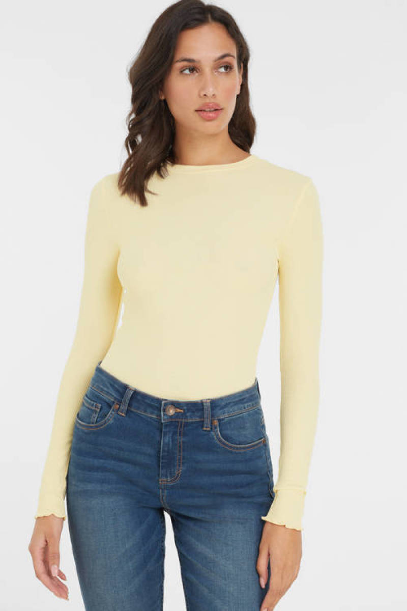 anytime ribbed top beige