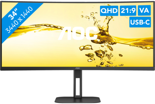 AOC V5 CU34V5C/BK LED display 86,4 cm (34 ) 3440 x 1440 Pixels Wide Quad HD Zwart