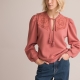 La Redoute Collections Sweater in twee stoffen, geborduurde Claudinekraag