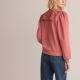 La Redoute Collections Sweater in twee stoffen, geborduurde Claudinekraag