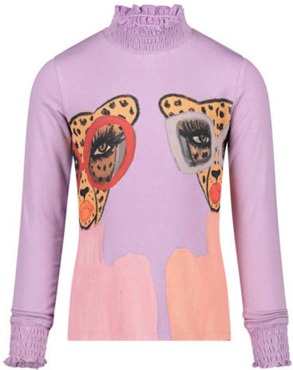 Me & My Monkey longsleeve met printopdruk lila/oranje