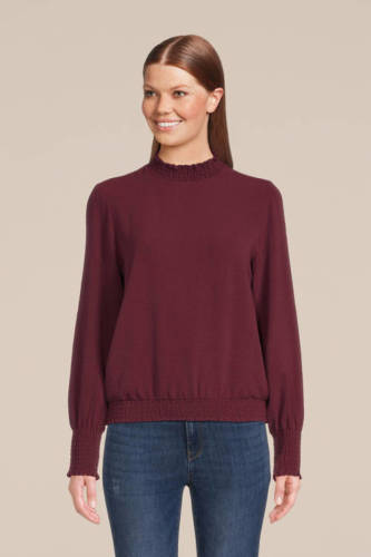 Only top ONLMETTE met open detail bordeauxrood