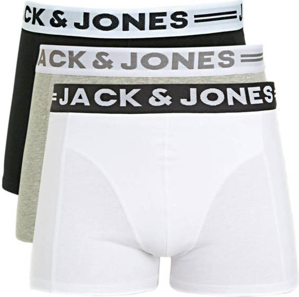 Jack & Jones JUNIOR boxershort - set van 3 zwart/wit/grijs melange