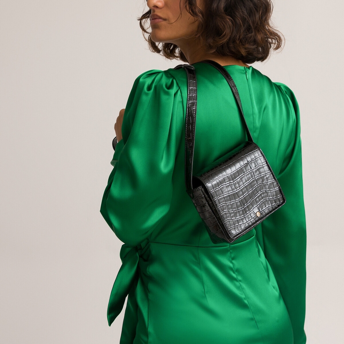 La Redoute Collections Tas met kroko effect, klein formaat