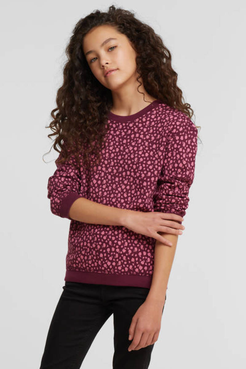 anytime longsleeve met bloemenprint donkerrood