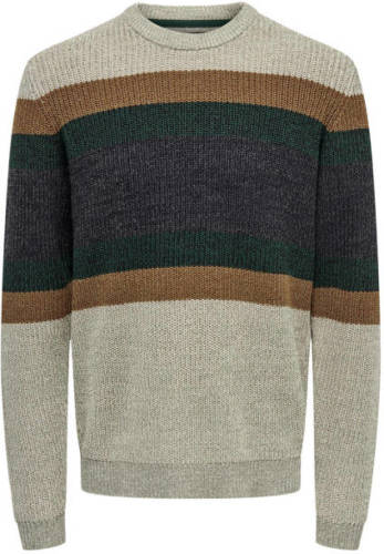 ONLY & SONS gestreepte trui ONSSAZLO vetiver