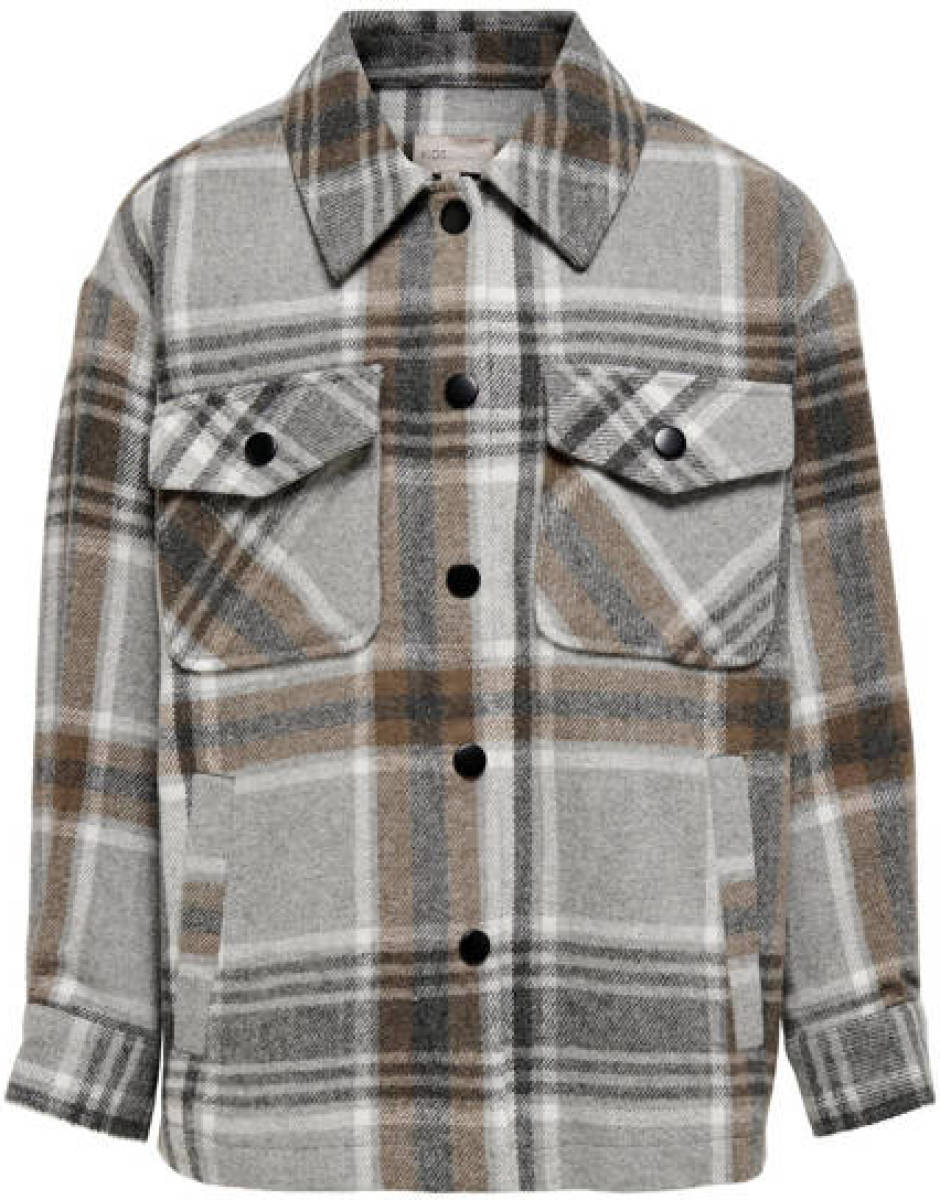 KIDS Only BOY geruite shacket jas KOBELI-VALDA grijs/zwart/wit