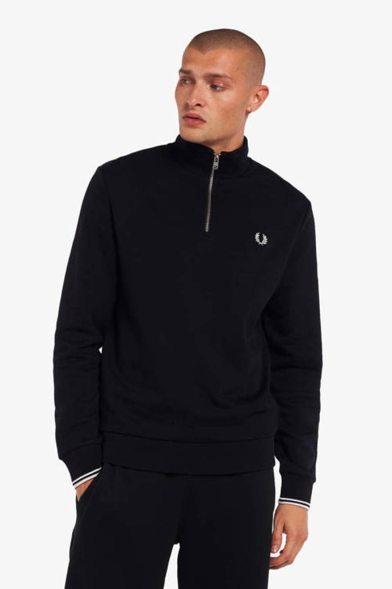 Fred Perry sweater met contrastbies black