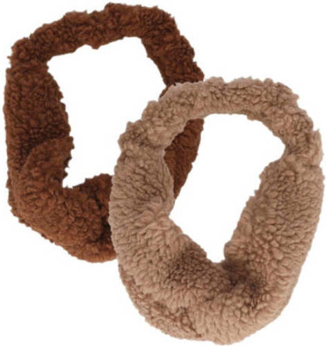 Sarlini teddy hoofdband - set van 2 camel/bruin