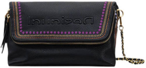 Desigual crossbody tas met sierstiksels zwart