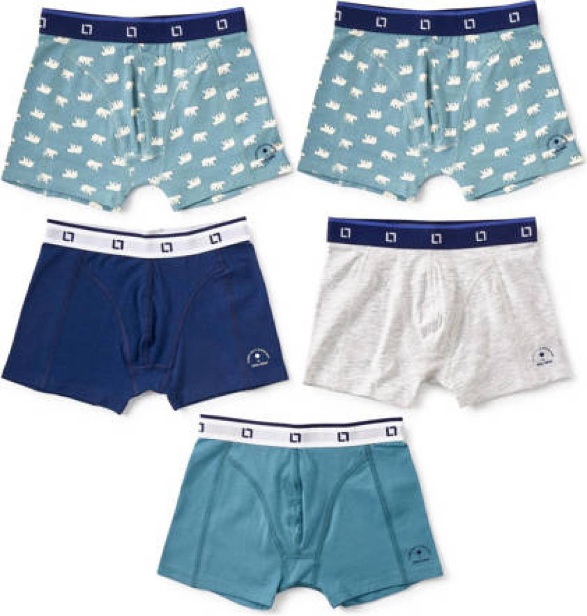Little Label boxershort - set van 5 blauw/lichtgrijs