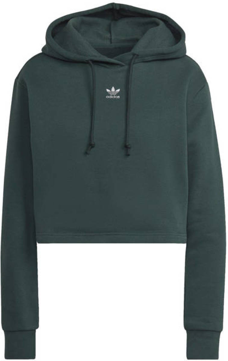 adidas Originals fleece hoodie cropped donkergroen