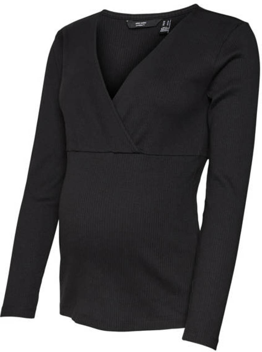 VERO MODA MATERNITY ribgebreide zwangerschaps- en voedingstop VMMLAVENDER zwart