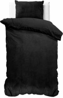 Sleeptime Velvet Uni - Zwart - Dekbedovertrek 1-persoons (140 x 220 cm + 1 kussensloop) Dekbedovertrek