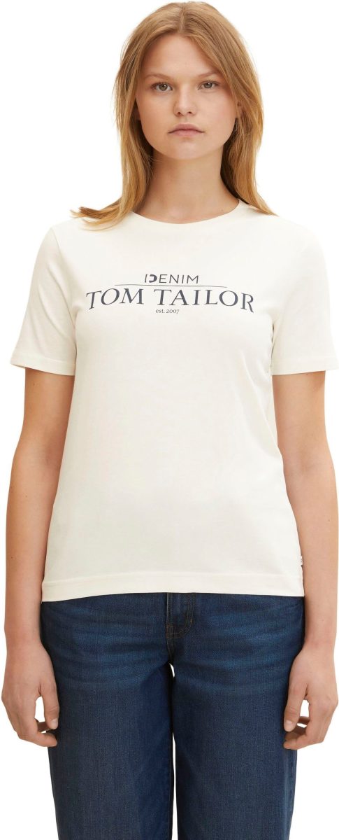 Tom Tailor Denim T-shirt met logoprint op borsthoogte