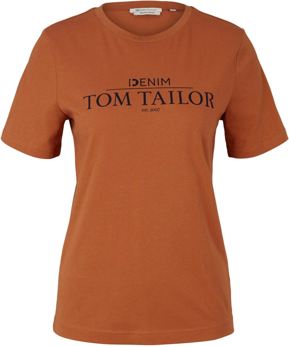 Tom Tailor Denim T-shirt met logoprint op borsthoogte