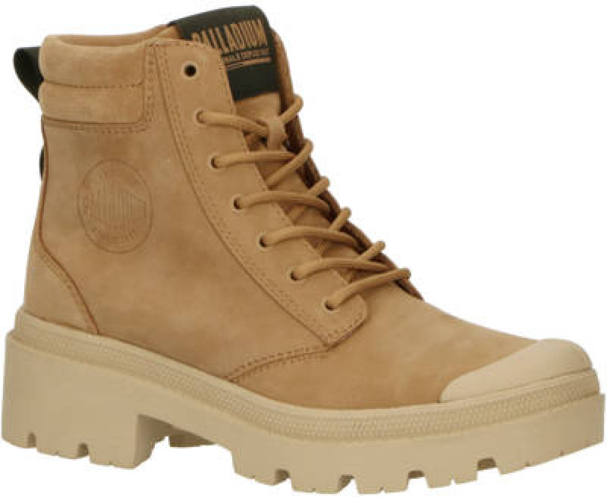 Palladium leren veterboots oker