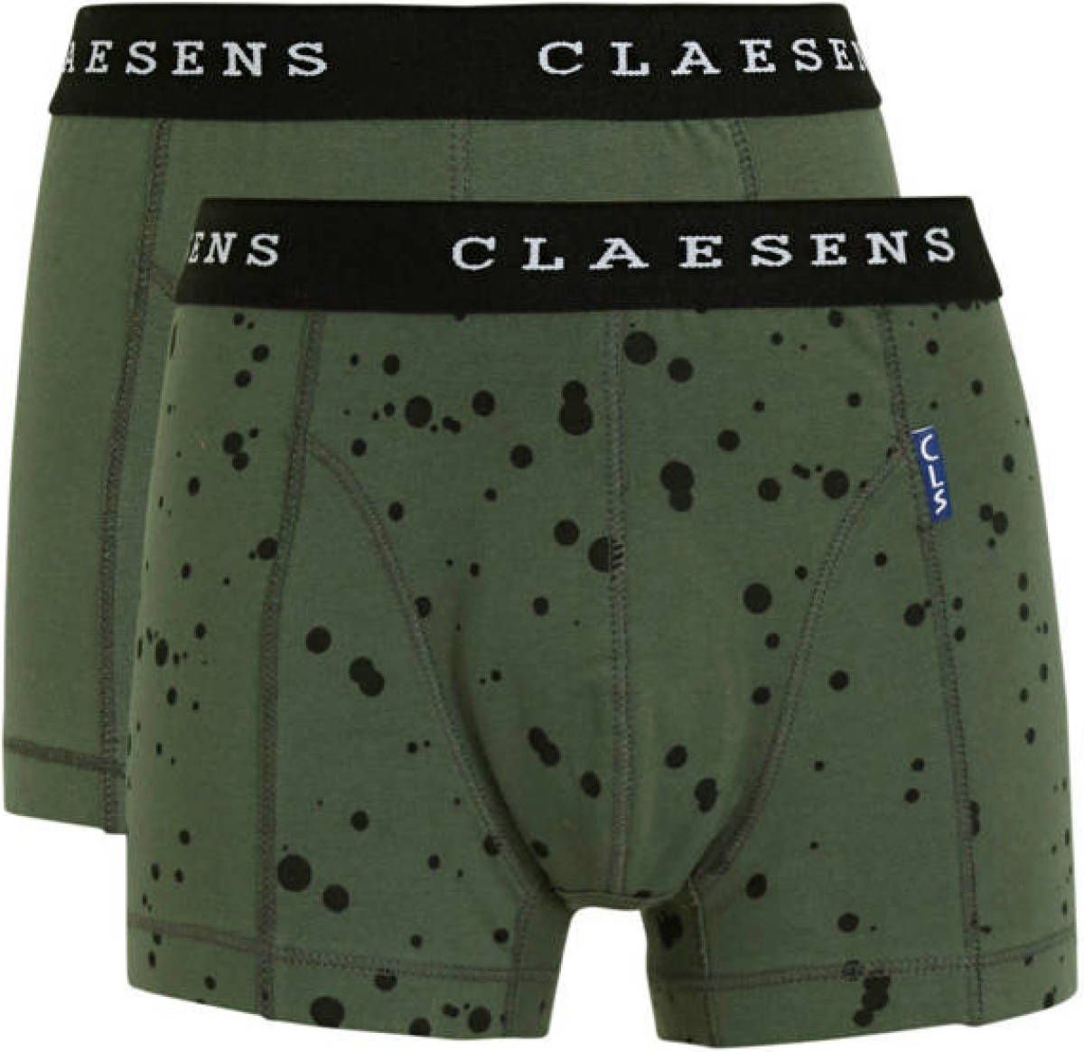 Claesen's boxershort - set van 2 groen/zwart