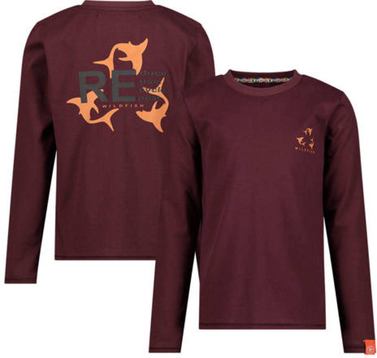 Wildfish longsleeve van biologisch katoen wijnrood