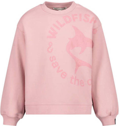 Wildfish sweater met printopdruk roze