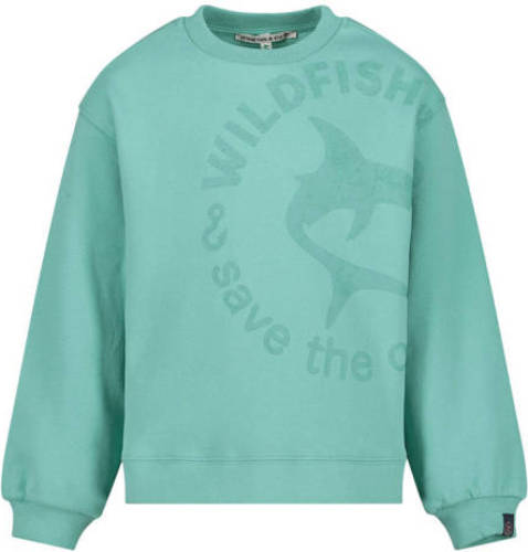 Wildfish sweater met printopdruk mintgroen
