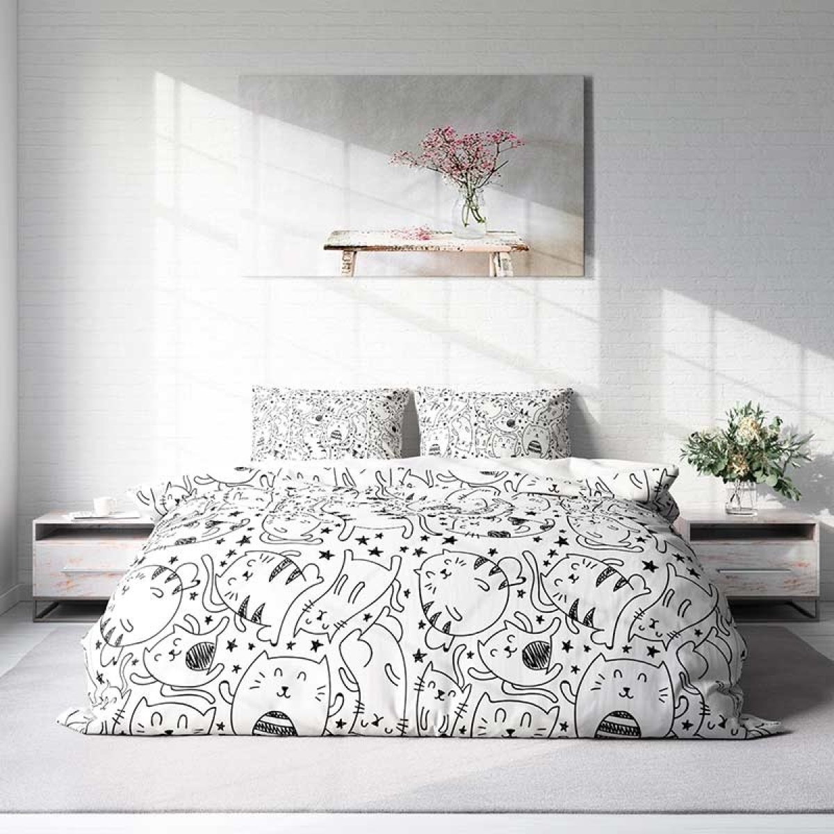 Nice Dreams Cartoon Kitten Dekbedovertrek 1-persoons (140 x 200/220 cm + 1 kussensloop) Dekbedovertrek