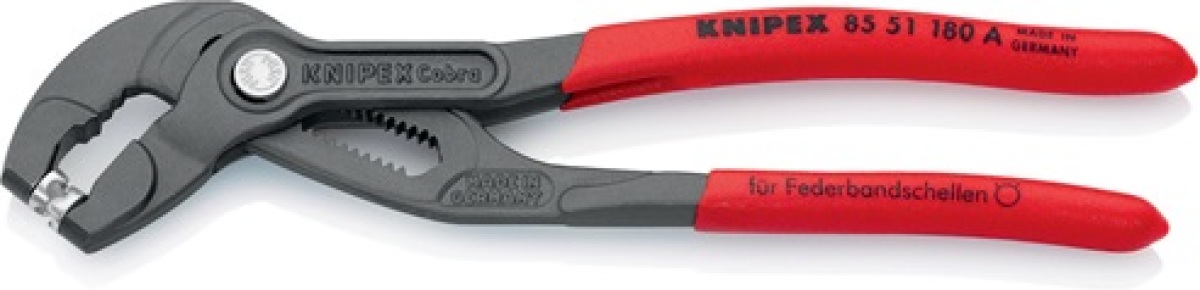 Knipex Veerbandklemtang | tot. lengte 180 mm capaciteit max. 50 mm | instellingen 15 | kunststof mantel | 1 stuk - 85 51 180 A