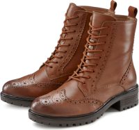 Lascana Laarsjes Boots van leer met vetersluiting en ritssluiting