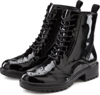 Lascana Laarsjes Boots van leer met vetersluiting en ritssluiting