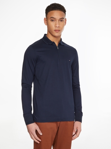 Tommy hilfiger Slim polo met lange mouwen, kraag met rits