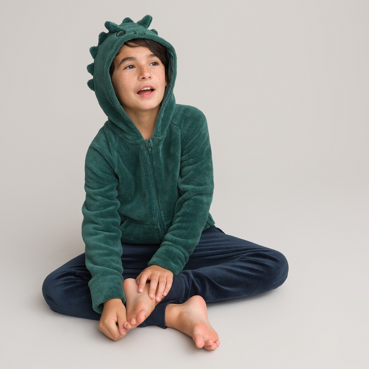 La Redoute Collections Homewear vest met kap in fleece, dinosaurus