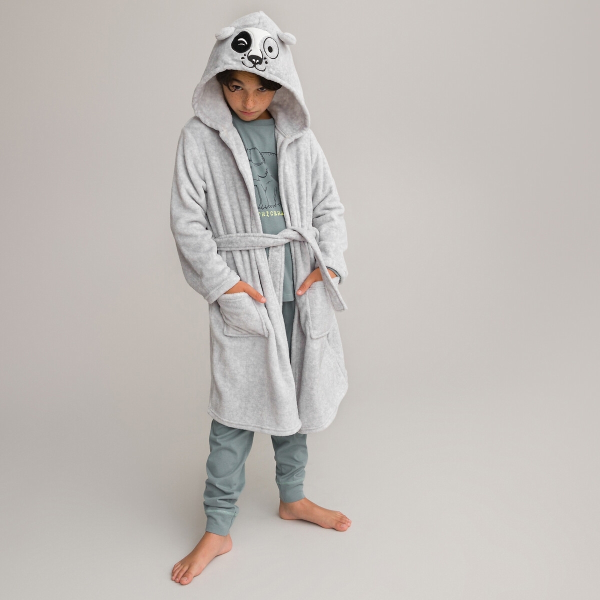 La Redoute Collections Kamerjas met kap in fleece, hondmotief