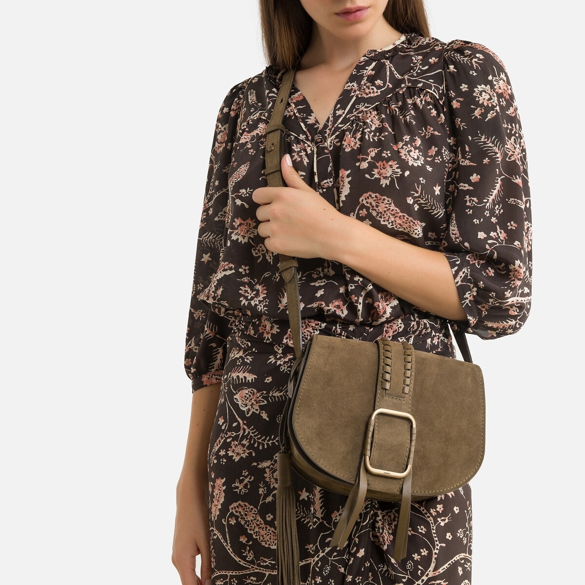 Ba&sh Tas in daim met schouderriem TEDDY