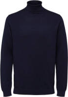 SELECTED HOMME fijngebreide coltrui donkerblauw