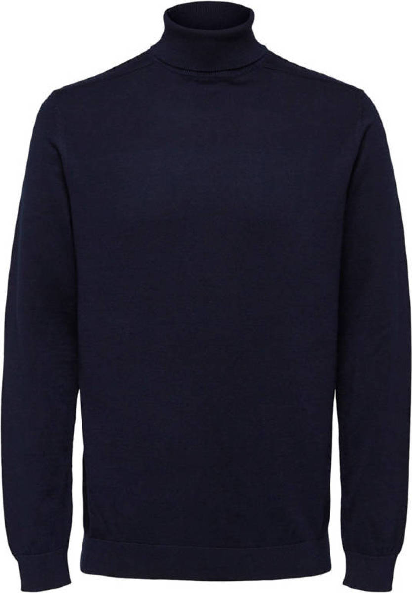 SELECTED HOMME fijngebreide coltrui donkerblauw