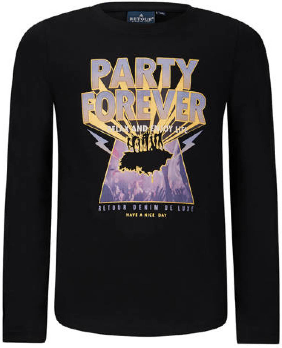Retour Denim longsleeve Robyn met printopdruk zwart