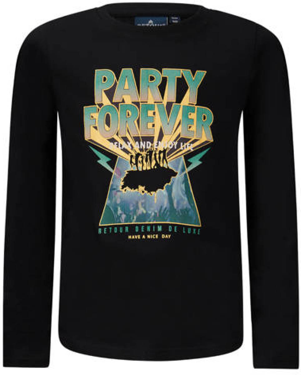 Retour Denim longsleeve Christa met printopdruk zwart