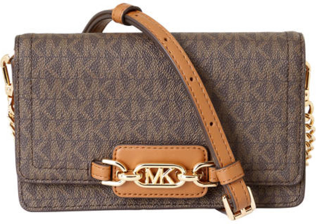Michael Kors telefoontasje Heather met logoprint bruin