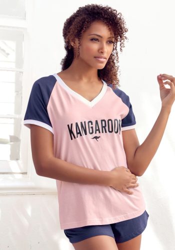 Kangaroos Shortama met contrastkleurige raglanmouwen (set)