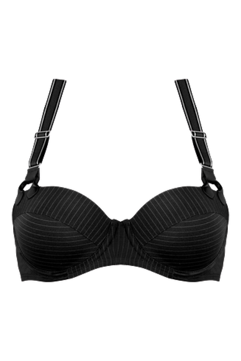 marlies|dekkers gloria plunge balconette bh | wired padded black pinstripe - 90E