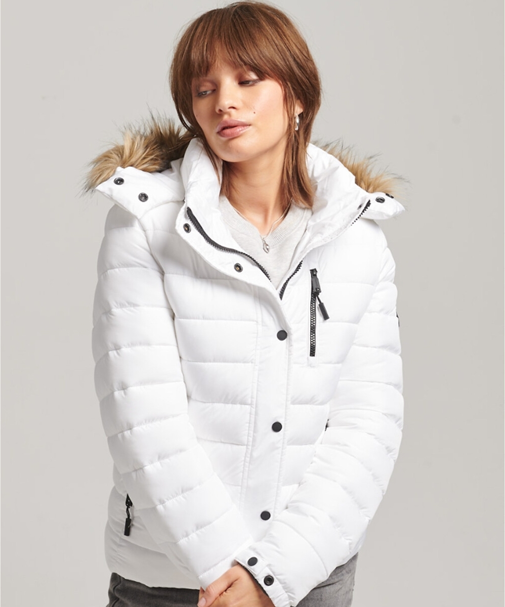 Superdry Korte donsjas met kap en ritssluiting