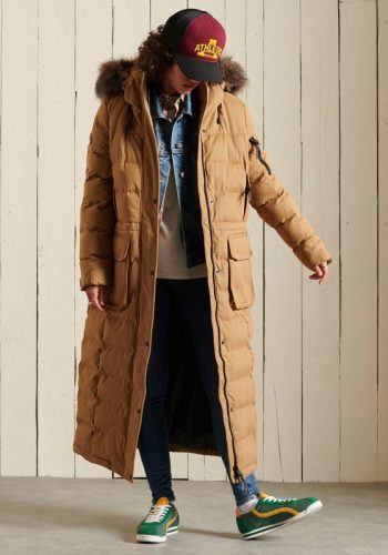 Superdry Winterjack extra lange winterparka met stiksels