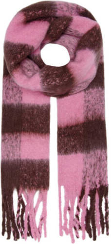 Only geruite sjaal ONLSUNNY roze/zwart