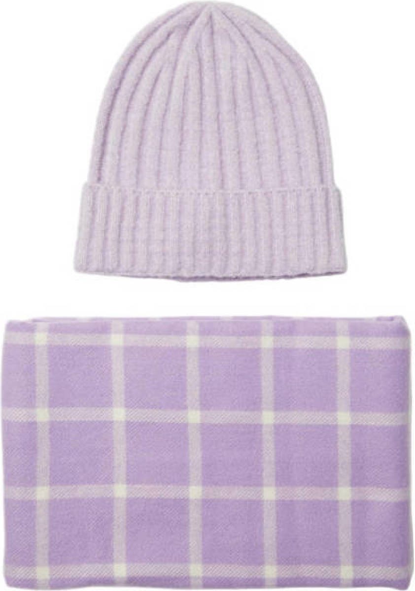 PIECES giftbox muts + sjaal PCALISMA lila