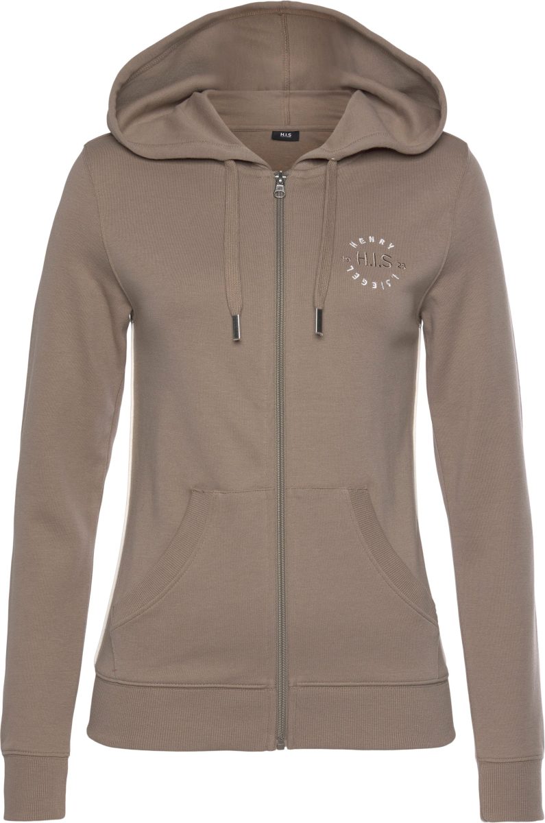 H.I.S Capuchonsweatvest met piping opzij en klein merkborduursel