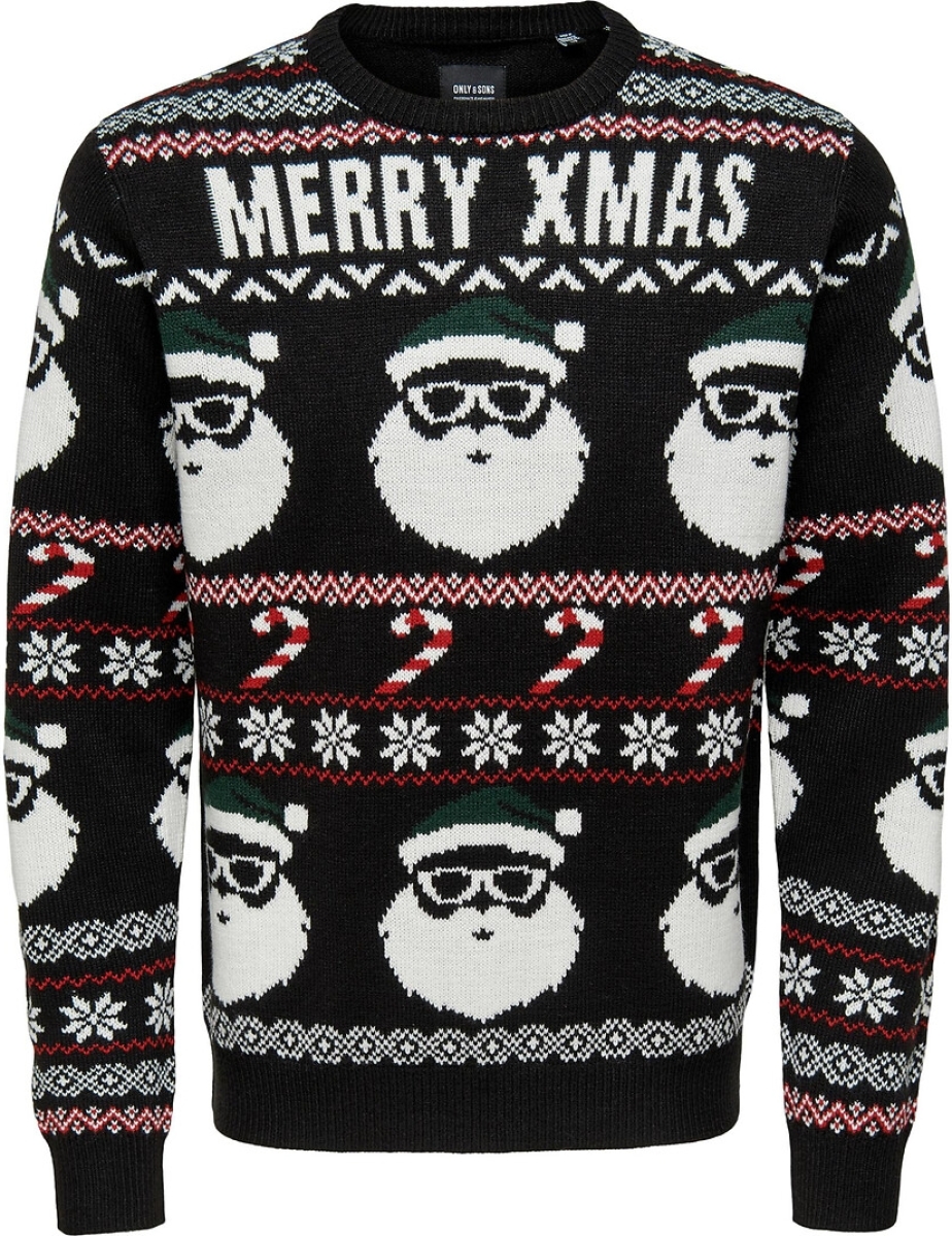 ONLY & SONS Kersttrui met ronde hals in jacquard tricot Xmas Santa