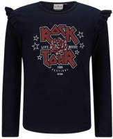 Retour Denim longsleeve met printopdruk en ruches marine